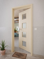 CloseUp-Milieuansicht von GARANT Wohnungseingangstür Authentic Sand GCK08 mit Lichtausschnitt LA-10