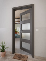 CloseUp-Milieuansicht von GARANT Wohnungseingangstür 10622-60 Ebony CePaL mit Lichtausschnitt LA-11