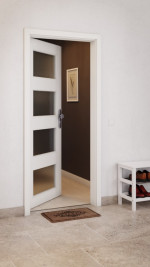 CloseUp-Milieuansicht von GARANT Wohnungseingangstür Authentic Bianco CePaL mit Lichtausschnitt LA-11