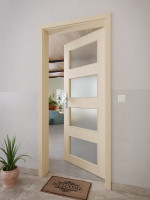 CloseUp-Milieuansicht von GARANT Wohnungseingangstür Authentic Sand GCK08 mit Lichtausschnitt LA-11