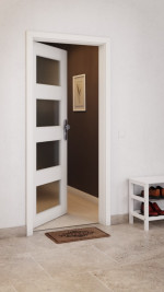 CloseUp-Milieuansicht von GARANT Wohnungseingangstür Weißlack 9016 GHK08 mit Lichtausschnitt LA-11