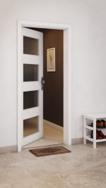 CloseUp-Milieuansicht von GARANT Wohnungseingangstür U11209SD Edelweiß GHK08 mit Lichtausschnitt LA-11