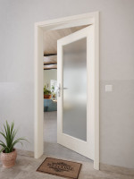 CloseUp-Milieuansicht von GARANT Wohnungseingangstür 0140-60 Dawn Resopal mit Lichtausschnitt LA-2