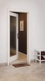 CloseUp-Milieuansicht von GARANT Wohnungseingangstür Weißlack 9010 GHK08 mit Lichtausschnitt LA-2