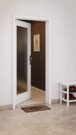CloseUp-Milieuansicht von GARANT Wohnungseingangstür U11209SD Edelweiß GHK08 mit Lichtausschnitt LA-2
