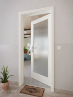 CloseUp-Milieuansicht von GARANT Wohnungseingangstür 0135-60 Rain Resopal mit Lichtausschnitt LA-3