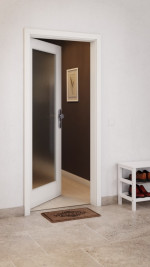 CloseUp-Milieuansicht von GARANT Wohnungseingangstür Quer Authentic Bianco CePaL mit Lichtausschnitt LA-3