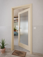 CloseUp-Milieuansicht von GARANT Wohnungseingangstür Quer Authentic Sand GCK08 mit Lichtausschnitt LA-3