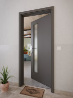 CloseUp-Milieuansicht von GARANT Wohnungseingangstür 10622-60 Ebony CePaL mit Lichtausschnitt LA-4 schlossseitig