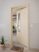 CloseUp-Milieuansicht von GARANT Wohnungseingangstür Authentic Sand GCK08 mit Lichtausschnitt LA-5 schlossseitig
