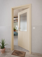 CloseUp-Milieuansicht von GARANT Wohnungseingangstür Authentic Sand GCK08 mit Lichtausschnitt LA-6