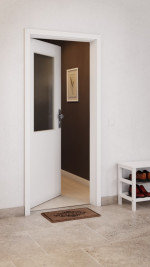 CloseUp-Milieuansicht von GARANT Wohnungseingangstür U11209SD Edelweiß GHK08 mit Lichtausschnitt LA-6