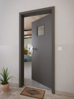 CloseUp-Milieuansicht von GARANT Wohnungseingangstür 10622-60 Ebony CePaL mit Lichtausschnitt LA-7