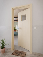 CloseUp-Milieuansicht von GARANT Wohnungseingangstür Authentic Sand GCK08 mit Lichtausschnitt LA-7