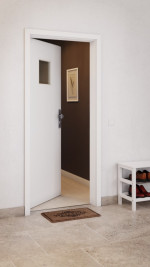 CloseUp-Milieuansicht von GARANT Wohnungseingangstür U11209SD Edelweiß GHK08 mit Lichtausschnitt LA-7