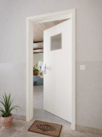 CloseUp-Milieuansicht von GARANT Wohnungseingangstür 0135-60 Rain Resopal mit Lichtausschnitt LA-8