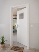 CloseUp-Milieuansicht von GARANT Wohnungseingangstür 0160-60 Silver Grey CePaL mit Lichtausschnitt LA-8