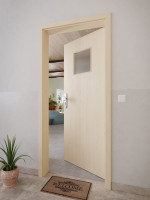 CloseUp-Milieuansicht von GARANT Wohnungseingangstür Authentic Sand GCK08 mit Lichtausschnitt LA-8
