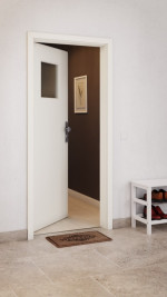 CloseUp-Milieuansicht von GARANT Wohnungseingangstür 9417-60 Snow White CePaL mit Lichtausschnitt LA-9