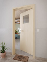 CloseUp-Milieuansicht von GARANT Wohnungseingangstür Authentic Sand GCK08 mit Lichtausschnitt LA-9