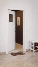 CloseUp-Milieuansicht von GARANT Wohnungseingangstür U11209SD Edelweiß GHK08 mit Lichtausschnitt LA-9