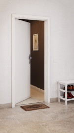 CloseUp-Milieuansicht von GARANT Wohnungseingangstür-Set Weißlack RAL 9016 CePaL mit Zarge und Beschlag