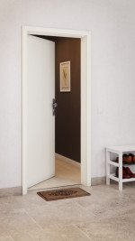 CloseUp-Milieuansicht von GARANT Wohnungseingangstür W980ST15 Platinweiß GHK08