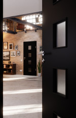 Detail-Milieuansicht von Schwarz RAL 9005 LA 14 Mattlack Basic Innentür - Huga