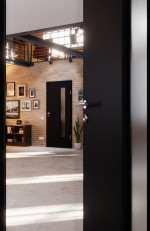 Detail-Milieuansicht von Anthrazit RAL 7016 LA 24 bandseitig Mattlack Basic Innentür - Huga