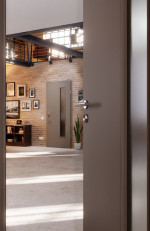 CloseUp-Milieuansicht von Taupe RAL 7048 LA 24 bandseitig Basic Lack Innentür - Huga