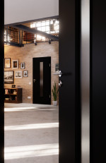 CloseUp-Milieuansicht von Schwarz RAL 9005 LA 24 mittig Mattlack Basic Innentür - Huga