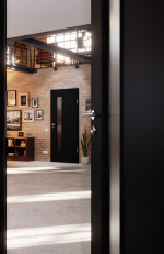 Detail-Milieuansicht von Anthrazit RAL 7016 LA 24 schlossseitig Mattlack Basic Innentür - Huga
