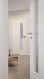 Detail-Milieuansicht von Weiß ähnlich RAL 9016 LA 24 schlossseitig Mattlack Basic Innentür - Huga