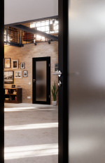 Detail-Milieuansicht von Schwarz RAL 9005 LA 27 Mattlack Basic Innentür - Huga