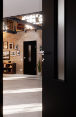 CloseUp-Milieuansicht von Schwarz RAL 9005 LA 4 mittig Mattlack Basic Innentür - Huga