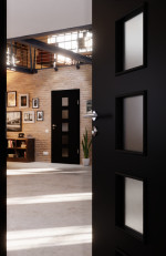 Detail-Milieuansicht von Schwarz RAL 9005 LA 5 Mattlack Basic Innentür - Huga