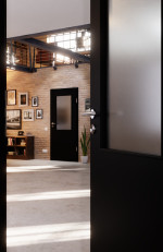 Detail-Milieuansicht von Schwarz RAL 9005 LA 7 Mattlack Basic Innentür - Huga
