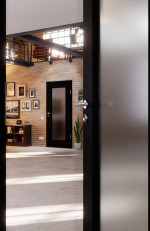 Detail-Milieuansicht von Schwarz RAL 9005 LA 8 Mattlack Basic Innentür - Huga