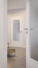 Detail-Milieuansicht von Weiß ähnlich RAL 9016 DIN-LA Mattlack Basic Innentür - Huga