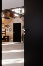Detail-Milieuansicht von Schwarz RAL 9005 Mattlack Basic Innentür - Huga