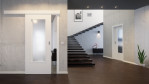 Schiebetür Weißlack RAL 9016 Premium LA-DIN vor der Wand laufend im Wohnmilieu