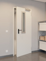 CloseUp-Milieuansicht von Innentür-Set Stahl mit Feuerschutzfunktion T30-1 FSA-62 mit Rechteckverglasung Ausschnitt 1 inkl. Umfassungszarge - Teckentrup