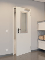 CloseUp-Milieuansicht von Innentür-Set Stahl mit Feuerschutzfunktion T30-1 FSA-62 mit Rechteckverglasung Ausschnitt 2 inkl. Umfassungszarge - Teckentrup