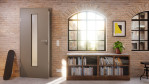 Detail-Milieuansicht von Hygge Grau RAL 7037 LA 24 mittig Mattlack Basic Innentür - Huga