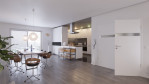 Main-Milieuansicht von HÖRMANN Doppelflügeltür Pure 1 Bütte Weiß Duradecor DesignLine mit Lichtausschnitt quer mit Zarge