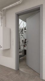 Detailansicht von JELD-WEN Wärmeschutztür Typ42 Flint Grey DuriTop CPL