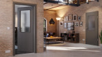 Main-Milieuansicht von Huga Innentür Hygge grau RAL 7037 Duradecor Basic mit Lichtausschnitt LA 7