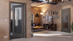 Main-Milieuansicht von Huga Innentür Hygge grau RAL 7037 Duradecor Basic mit Lichtausschnitt LA 8