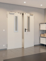CloseUp-Milieuansicht von TECKENTRUP Innentür-Set 2-flg. Stahl mit Feuerschutzfunktion T30-2 FSA-62 mit Rechteckverglasung Ausschnitt 1 inkl. Blockzarge