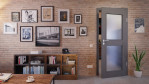 Front-Milieuansicht von Huga Innentür Hygge grau RAL 7037 Duradecor Basic mit Lichtausschnitt LA 12